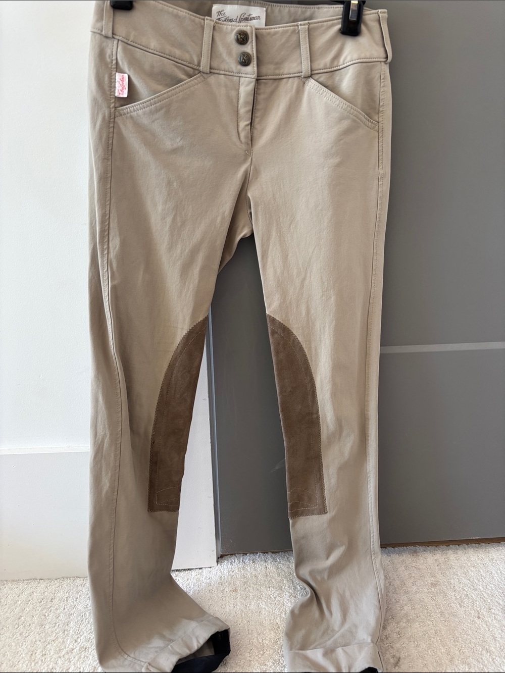 Tailored Sportsman Girls Beige Riding Jodhpurs with Brown Knee Patches